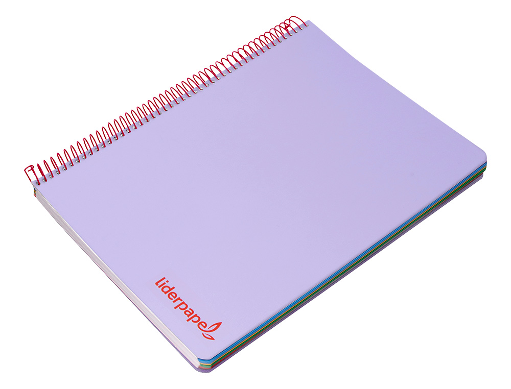 CADERNO ESPIRAL LIDERPAPEL WONDER MICRO DIN A5 CAPA PLASTICO 120 F 90 GR QUADRICULA 5MM 5 BANDAS DE CORES 6 FUROS VIOLET