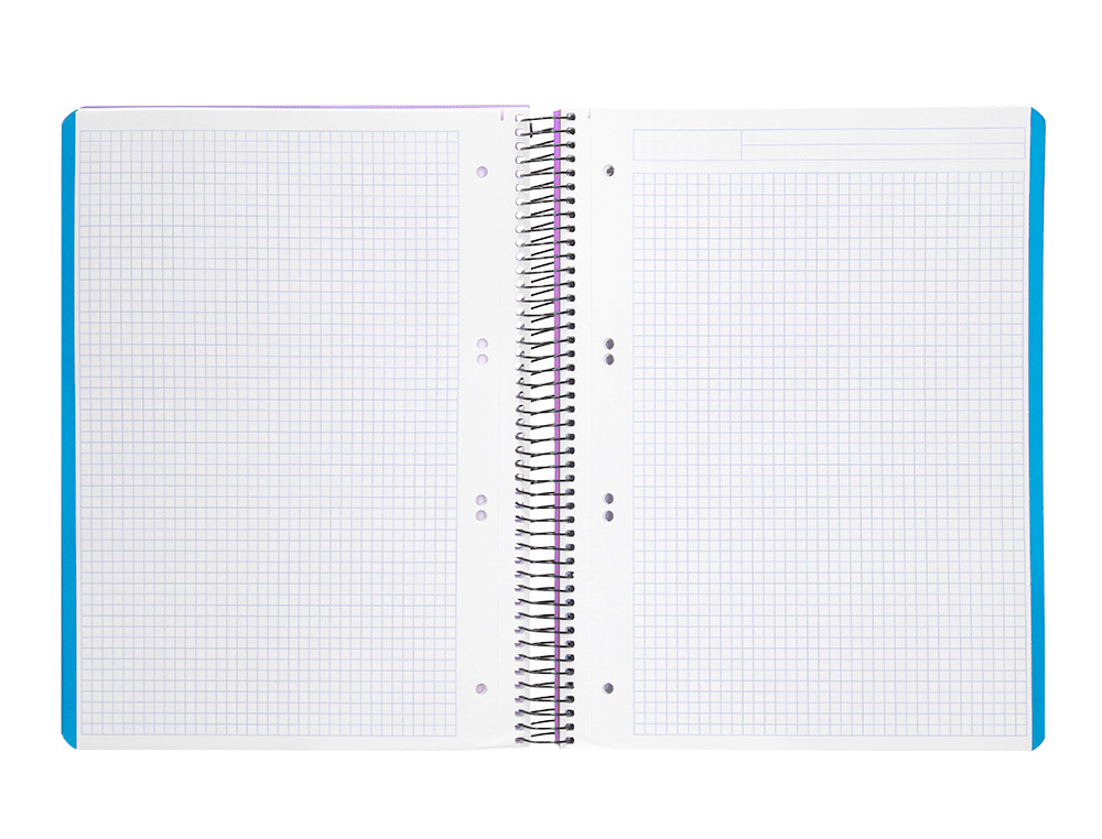 CADERNO ESPIRAL LIDERPAPEL WONDER MICRO DIN A5 CAPA PLASTICO 120 F 90 GR QUADRICULA 5MM 5 BANDAS DE CORES 6 FUROS VIOLET