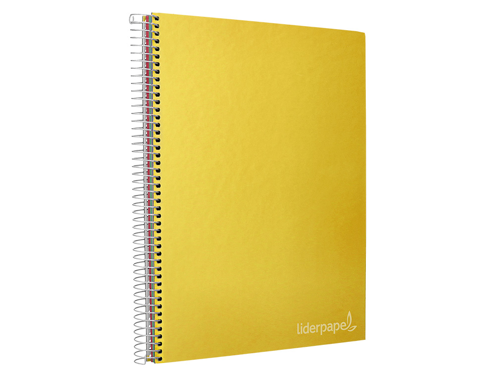 CADERNO ESPIRAL LIDERPAPEL JOLLY MICRO DIN A4 CAPA FORRADA 140 F 75 GR QUADRICULA 5MM 5 BANDAS DE CORES 4 FUROS COR AMAR