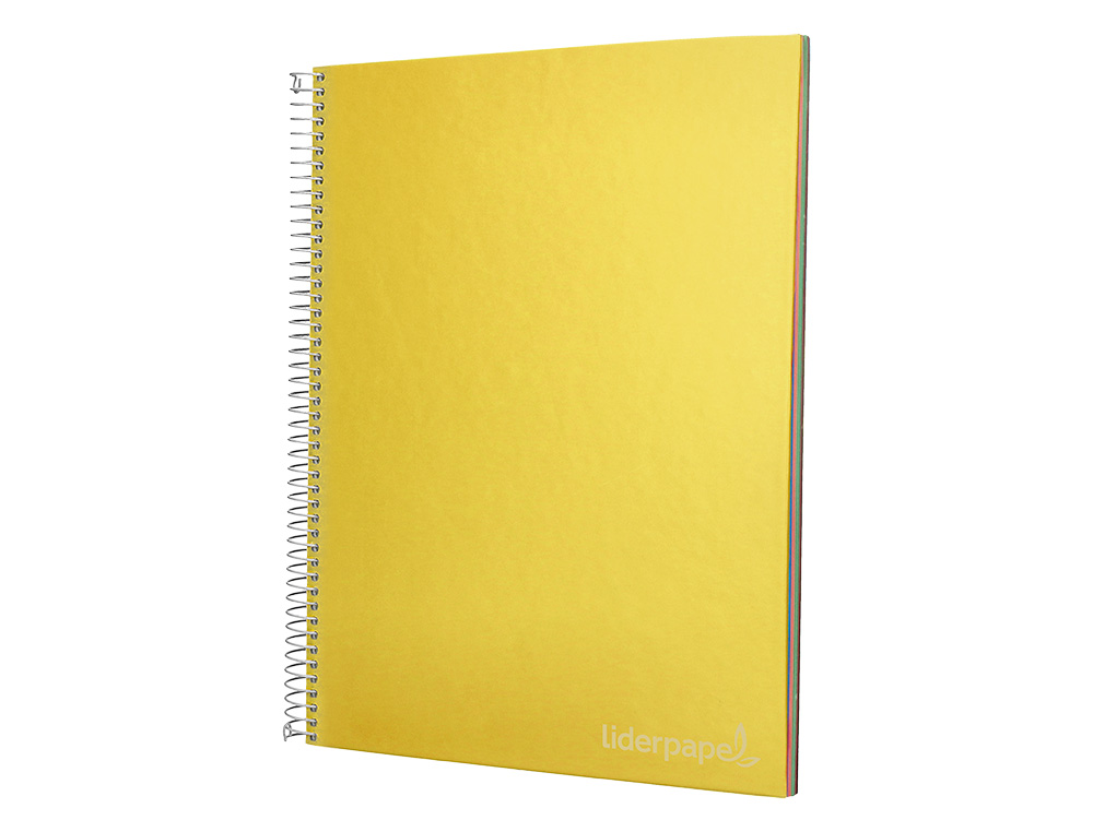 CADERNO ESPIRAL LIDERPAPEL JOLLY MICRO DIN A4 CAPA FORRADA 140 F 75 GR QUADRICULA 5MM 5 BANDAS DE CORES 4 FUROS COR AMAR