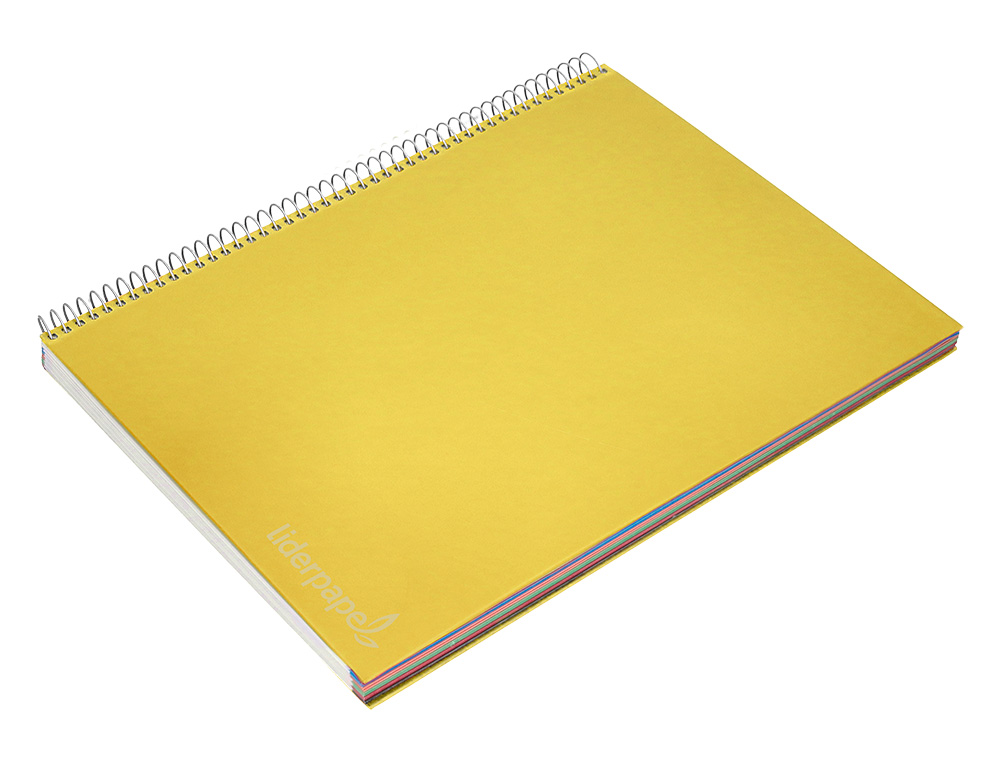 CADERNO ESPIRAL LIDERPAPEL JOLLY MICRO DIN A4 CAPA FORRADA 140 F 75 GR QUADRICULA 5MM 5 BANDAS DE CORES 4 FUROS COR AMAR