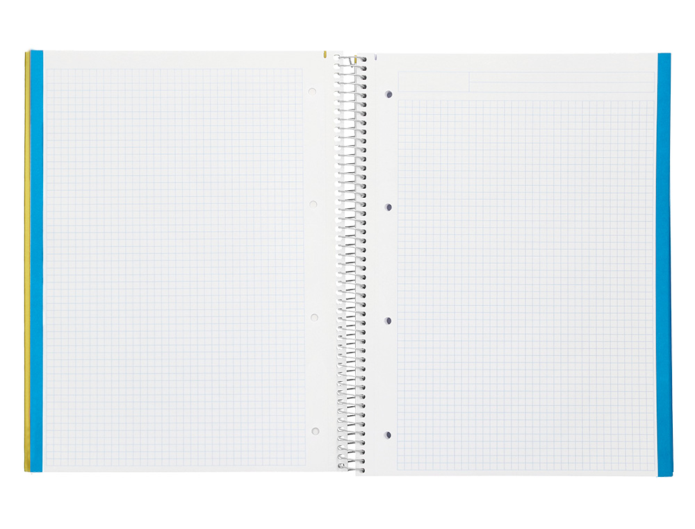 CADERNO ESPIRAL LIDERPAPEL JOLLY MICRO DIN A4 CAPA FORRADA 140 F 75 GR QUADRICULA 5MM 5 BANDAS DE CORES 4 FUROS COR AMAR