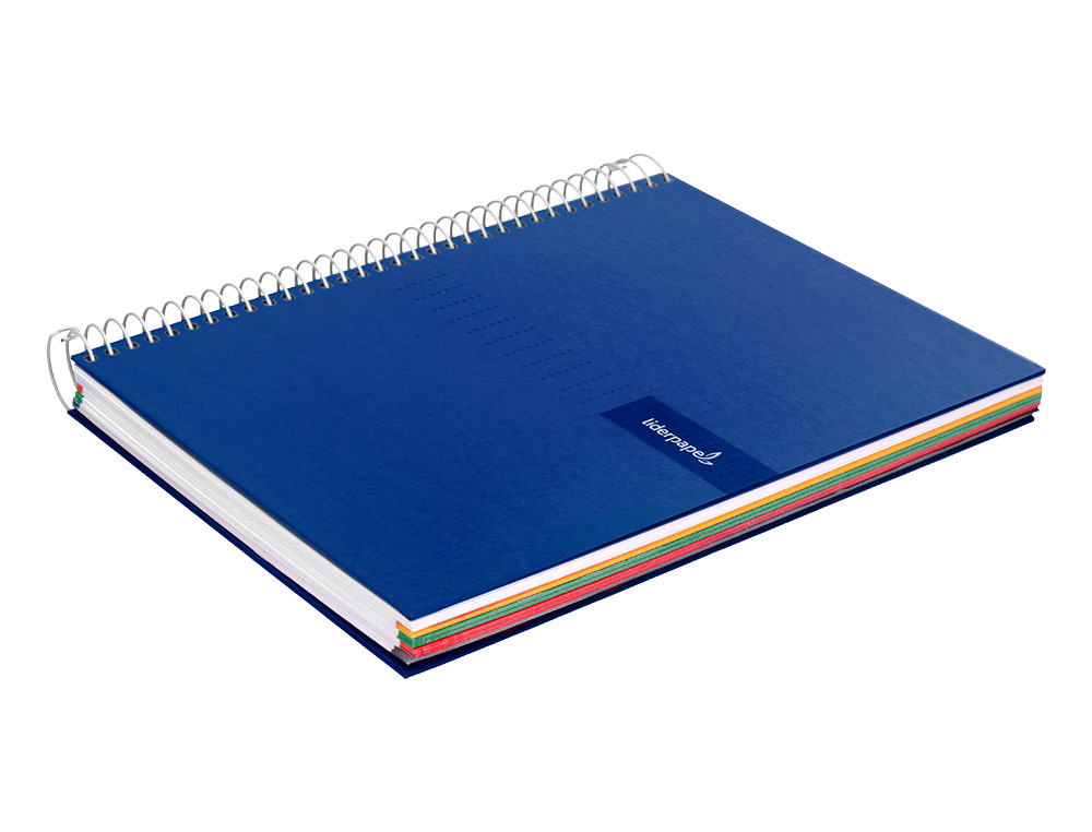 CADERNO ESPIRAL LIDERPAPEL CRAFTY MICRO DIN A4 CAPA FORRADA 120 F 90 GR QUADRICULA 5 MM 5 BANDAS DE CORES 4 CORES COR AZ