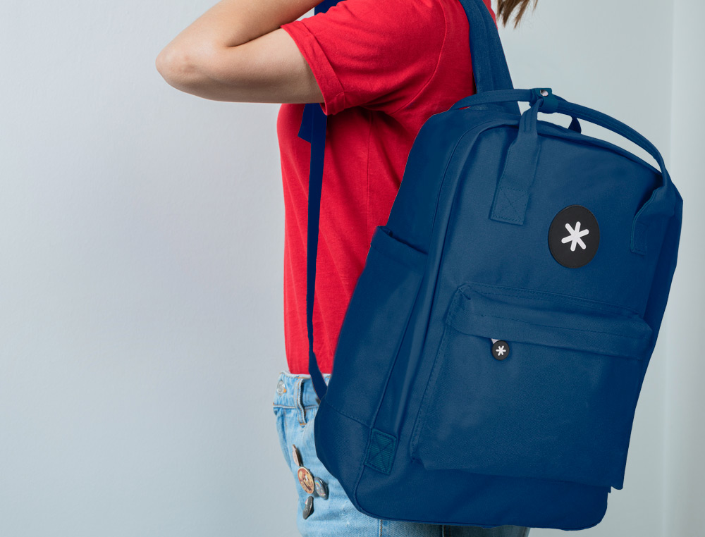 MOCHILA ESCOLAR ANTARTIK COM BOLSO EXTERIOR AZUL MARINHO 270X120X380 CM