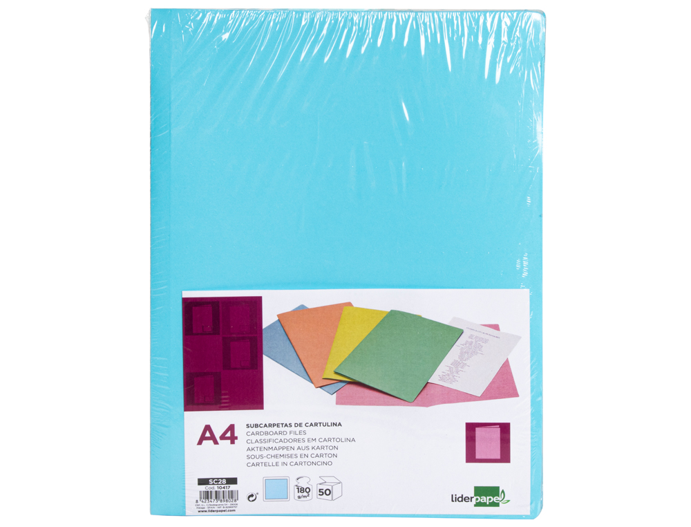 CLASSIFICADOR LIDERPAPEL DIN A4 AZUL PASTEL 180GR