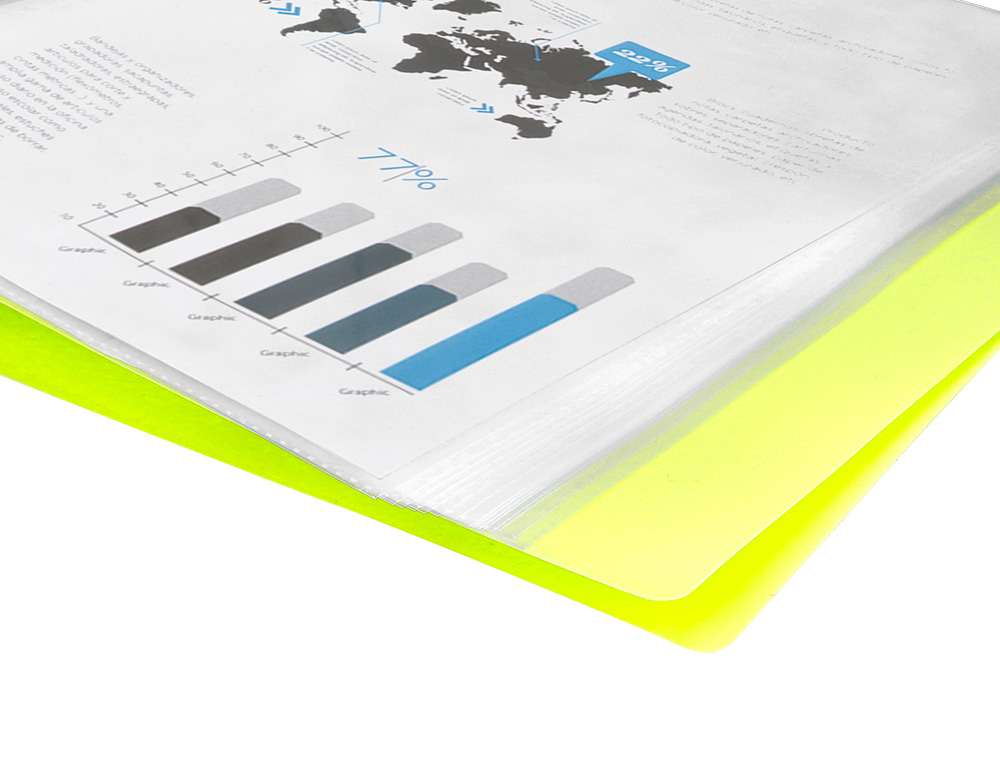 CAPA CATALOGO LIDERPAPEL 40 BOLSAS POLIPROPILENO DIN A4 AMARELO FLUOR OPACO