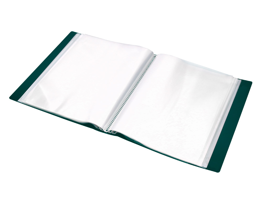 CAPA CATALOGO LIDERPAPEL 20 BOLSAS DIN A4 VERDE TRANSLUCIDO