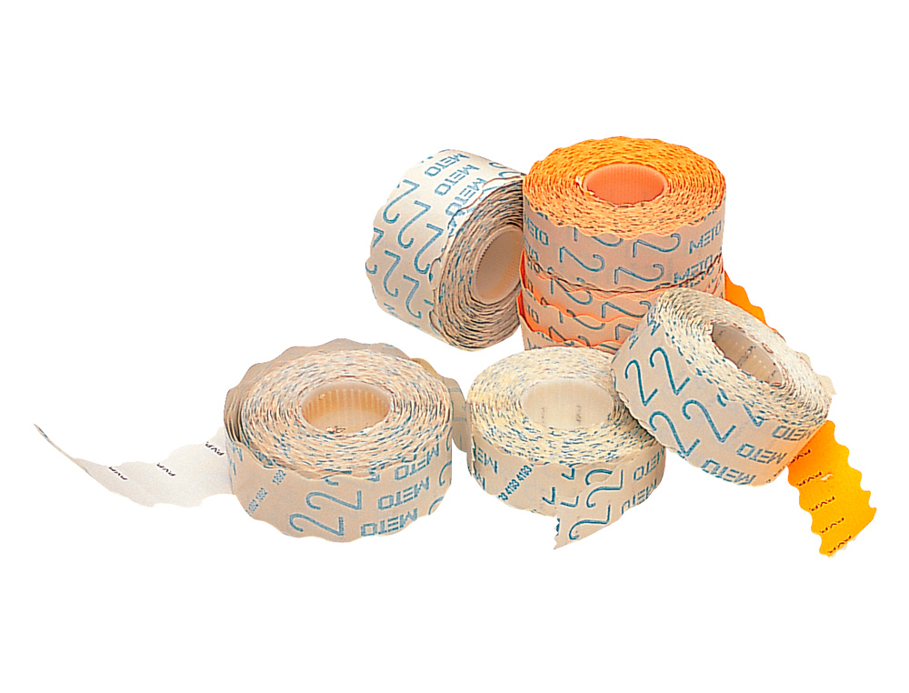 ROLO DE ETIQUETAS ADESIVAS METO ONDULADAS 26 X 12 MM PVP ROLO 1500
