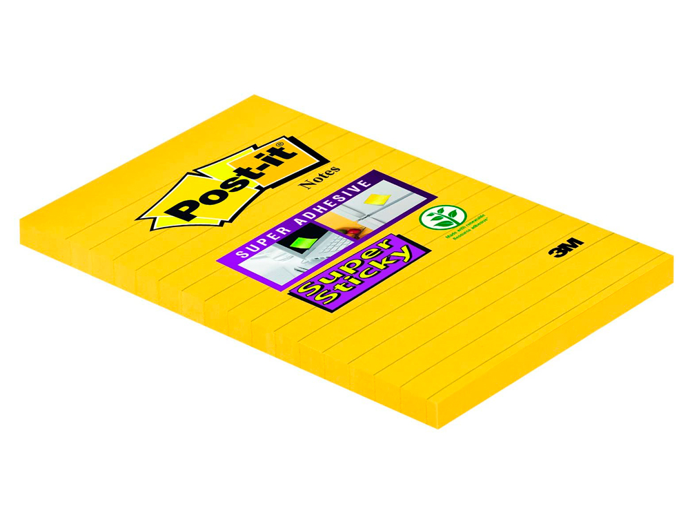 BLOCO DE NOTAS ADESIVAS POST-IT SUPER STICKY RAIADO AMARELO ULTRA 102X152 MM