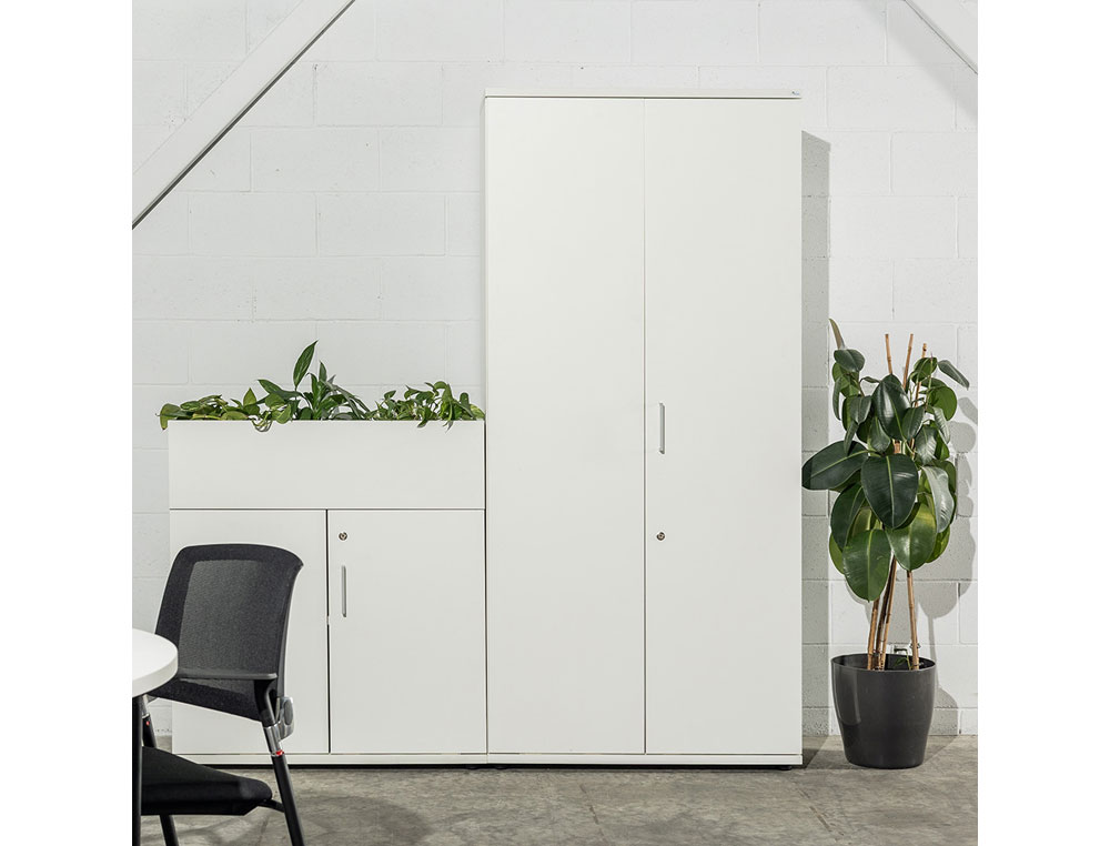 ARMARIO ROCADA COM CINCO ESTANTES SERIE STORE 195X90X45 CM ACABAMENTO AW04 BRANCO/BRANCO