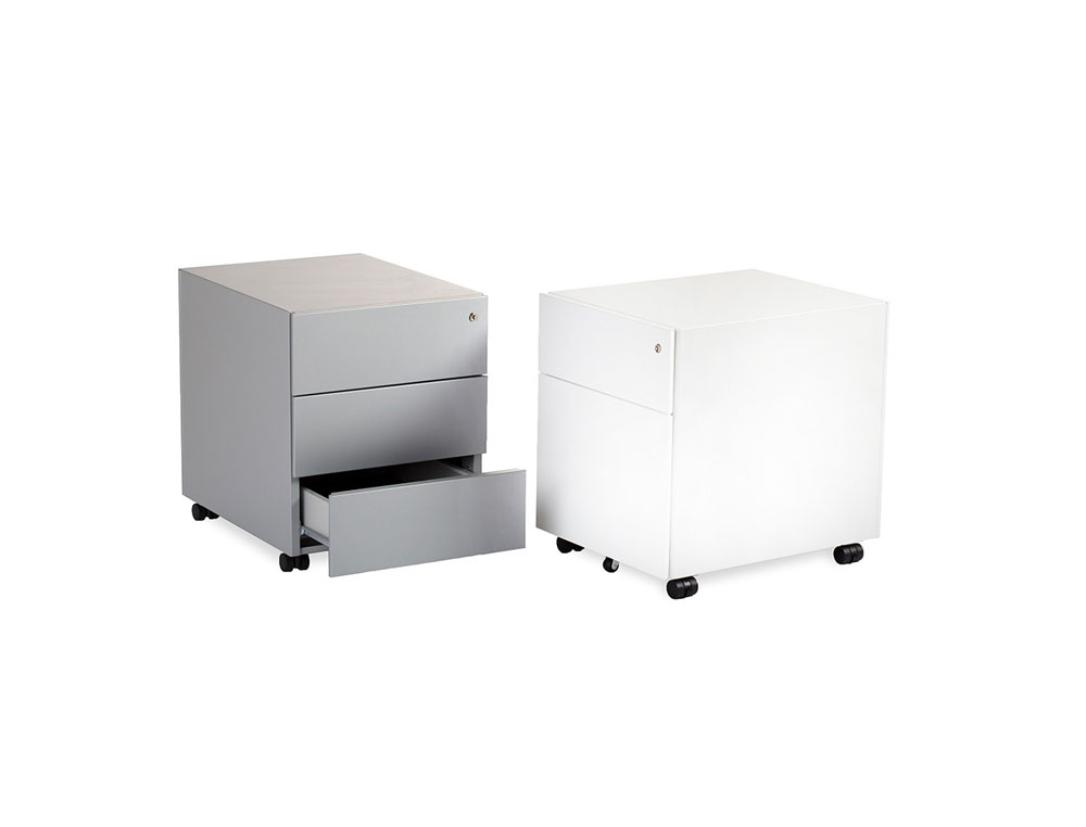 ARMARIO METALICA ROCADA COM TRES GAVETAS SERIE STORE 53X42X58 CM ACABAMENTO AC00 CINZA/CINZA