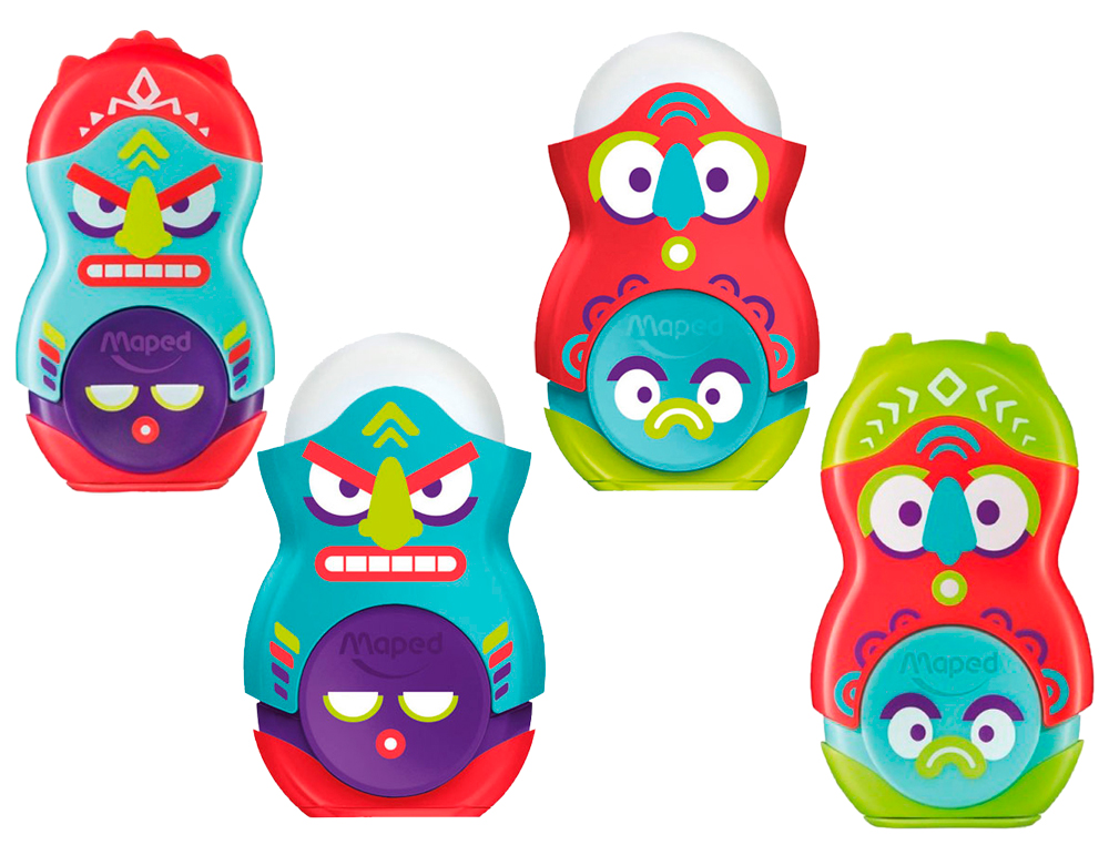 APARA LAPIS PLASTICO MAPED LOOPY TOTEM PLASTICO 1 USO COM BORRACHA CORES SORTIDAS