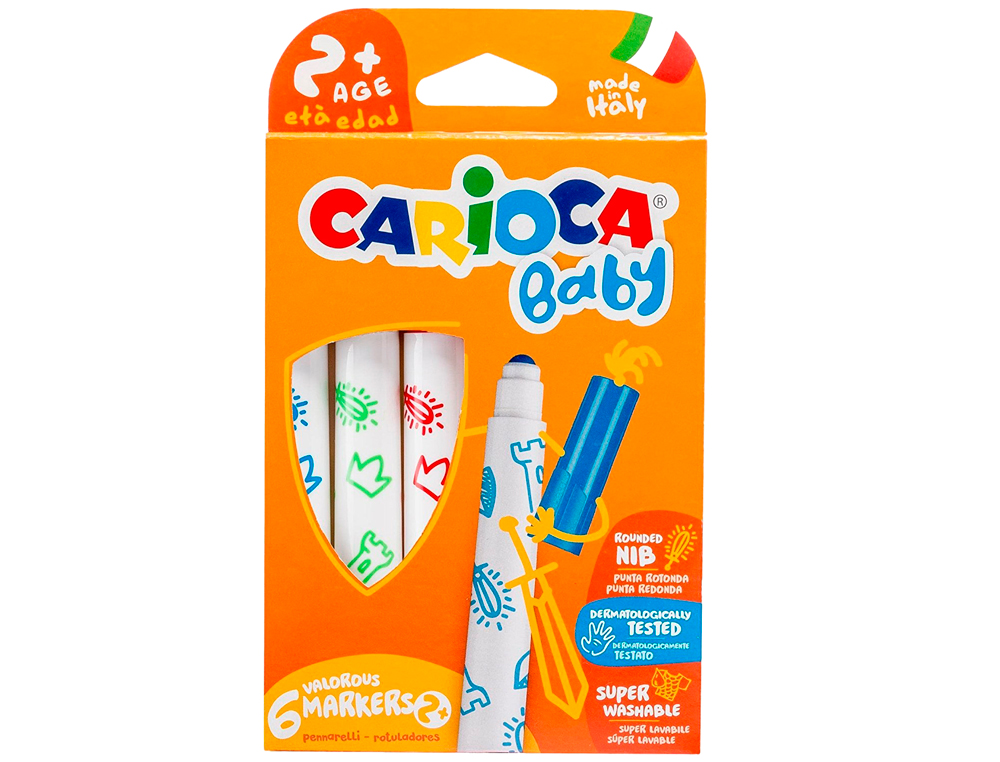 MARCADOR CARIOCA BABY 2 ANOS CAIXA 6 CORES SORTIDAS
