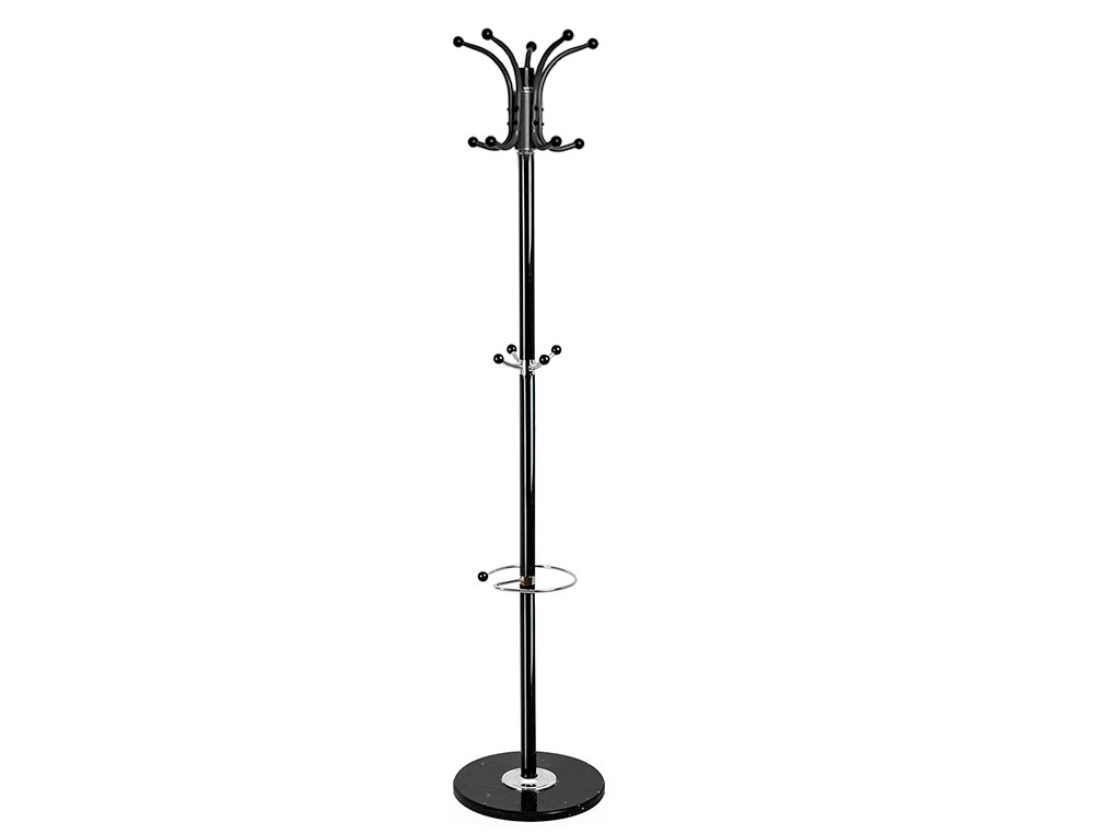 CABIDE Q-CONNECT METALICO PRETO DE PE 10 SUPORTES E PORTA GUARDA CHUVAS 174X40 CM