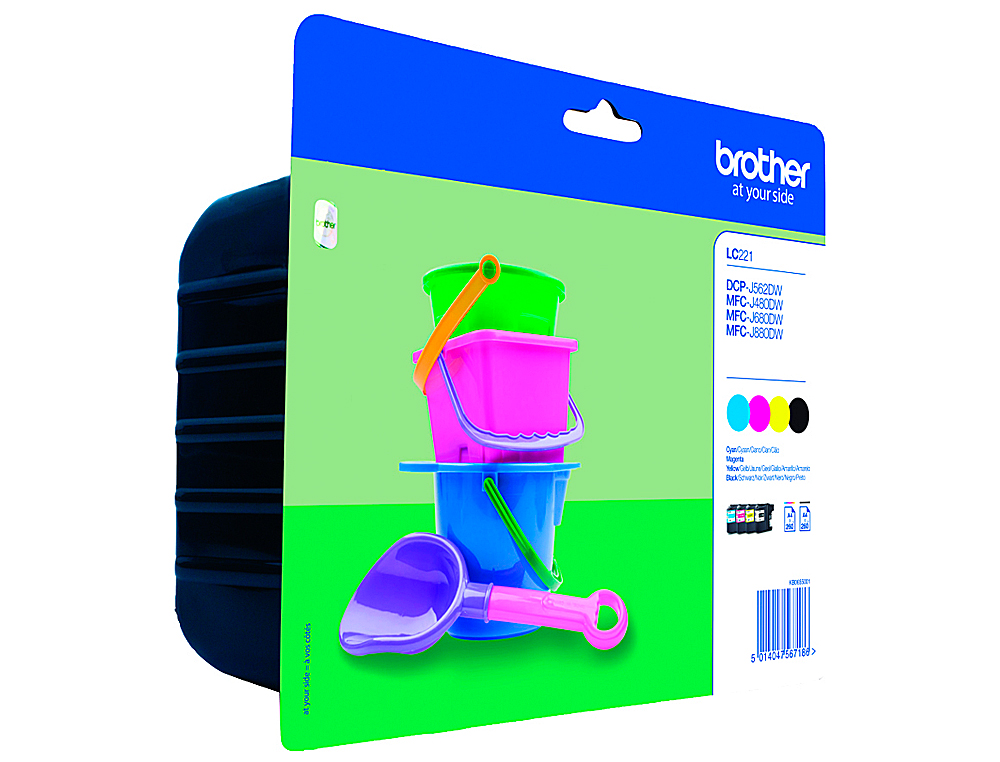 TINTEIRO BROTHER LC221VAL DCP-J562DW / MFC-J480DW / 680DW / 880DW MULTIPACK 4 CORES PRETO / AMARELO / CIAN / MAGENTA 260