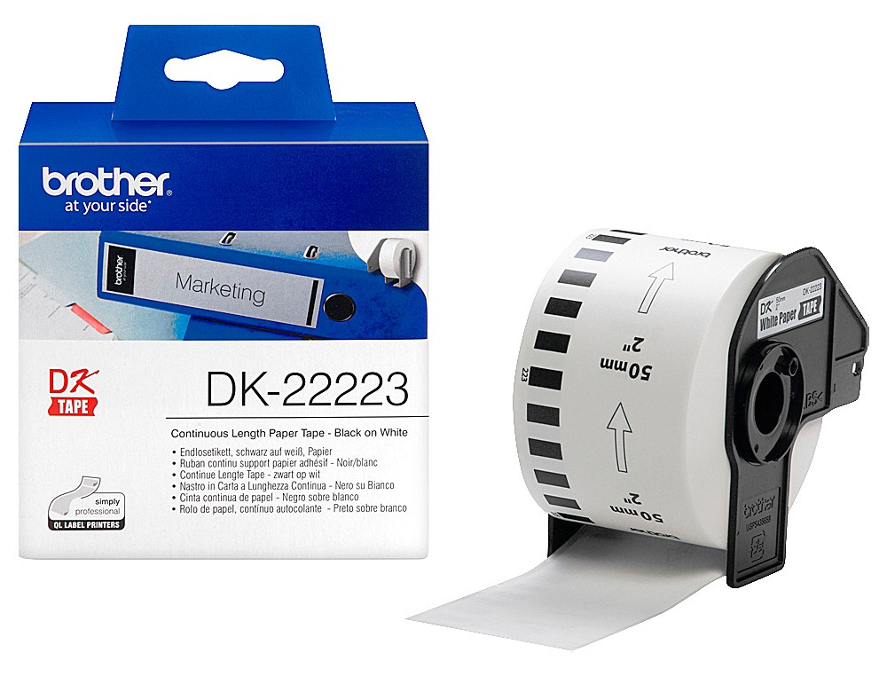 ETIQUETAS CONTINUAS BROTHER DK22223 BRANCO 50MM X 30,48MT PAPEL TERMICO REMOVÍVEL