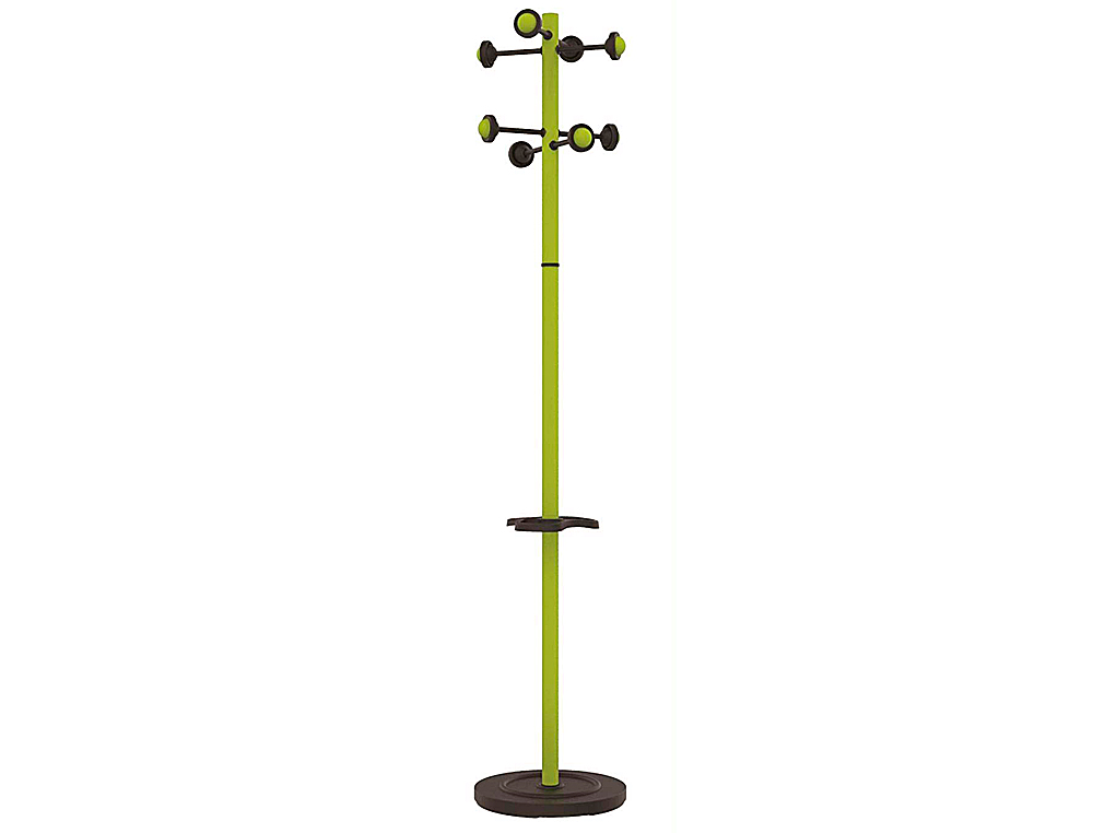CABIDE METALICO UNILUX ACCUEIL PE 8 SUPORTES COM PORTA GUARDA-CHUVAS E BANDEJA VERDE 177 X 38 CM
