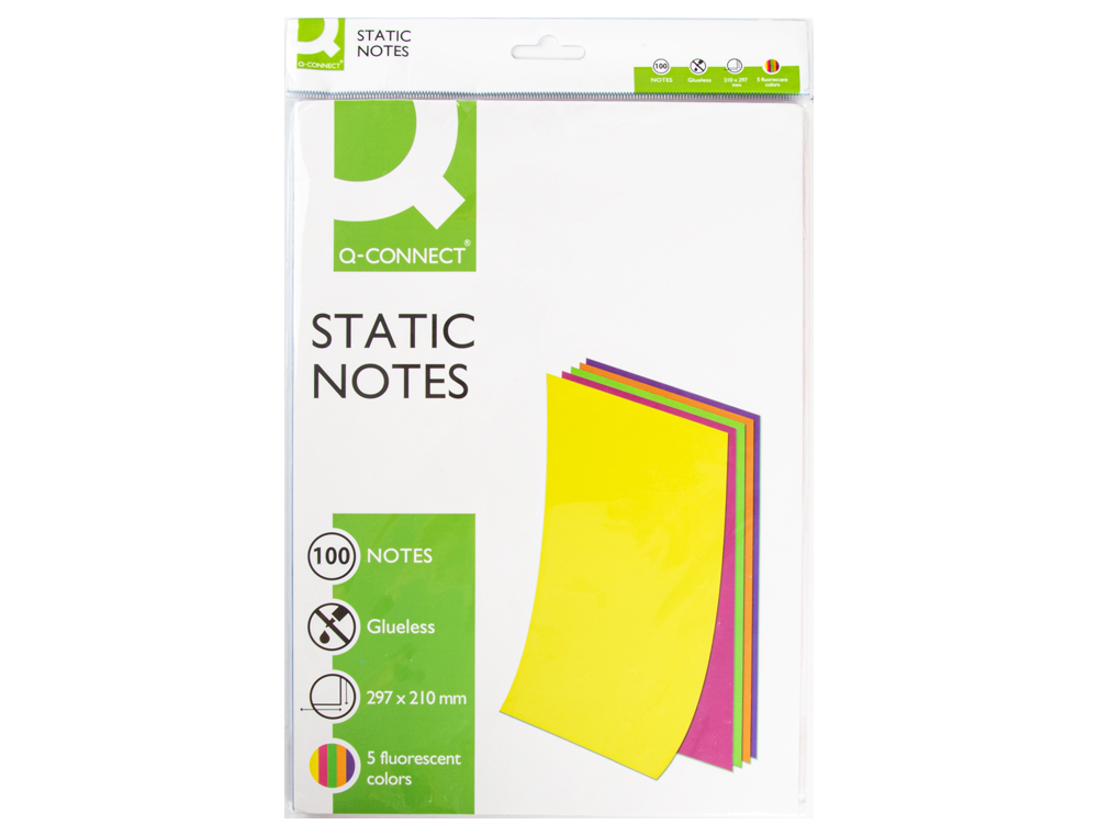 BLOCO DE NOTAS MAGNETICAS Q-CONNECT 210X297 MM 100 FOLHAS 5 CORES FLUORESCENTES