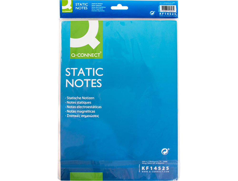 BLOCO DE NOTAS MAGNETICAS Q-CONNECT 210X297 MM 100 FOLHAS 5 CORES FLUORESCENTES