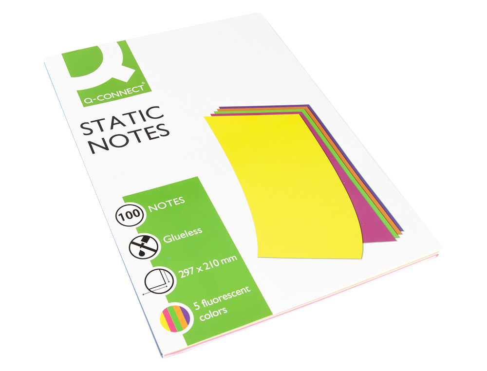 BLOCO DE NOTAS MAGNETICAS Q-CONNECT 210X297 MM 100 FOLHAS 5 CORES FLUORESCENTES