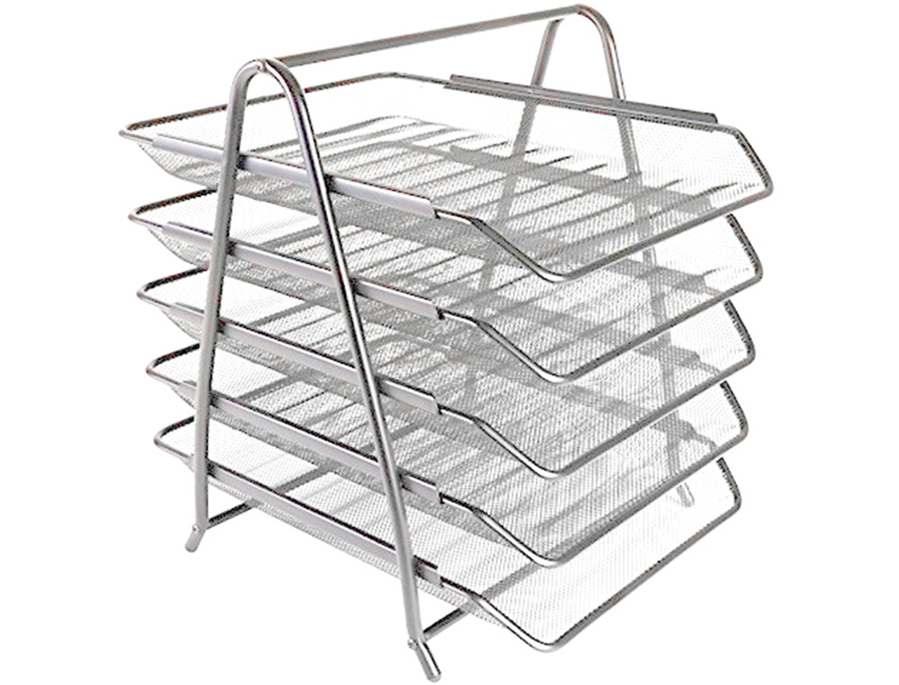 TABULEIRO SECRETARIA Q-CONNECT METALICA REDE PRATA 5 BANDEJAS MOVEIS 350X275X375 MM