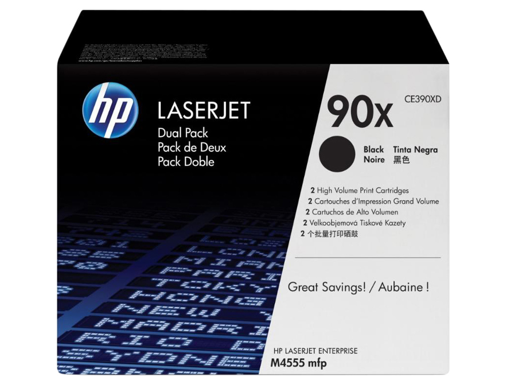 TONER HP LASERJET 90X ENTERPRISE M4555MFP PRETO PACK DE 2 UNIDADES 24000 PAGINAS