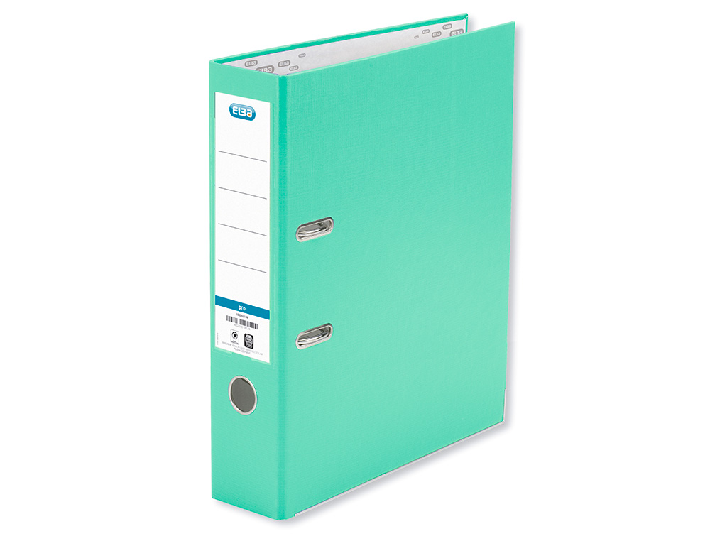 PASTA DE ALAVANCA ELBA CARTAO FORRADO PVC COM RADO TOP FOLIO LOMBADA 80 MM VERDE MENTA