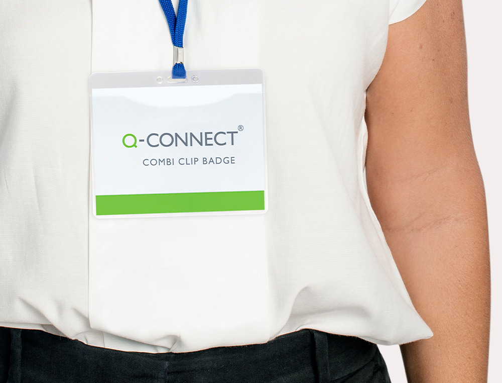 IDENTIFICADOR Q-CONNECT COM CORDAO PLANO AZUL A6 154X127 MM ABERTURA SUPERIOR