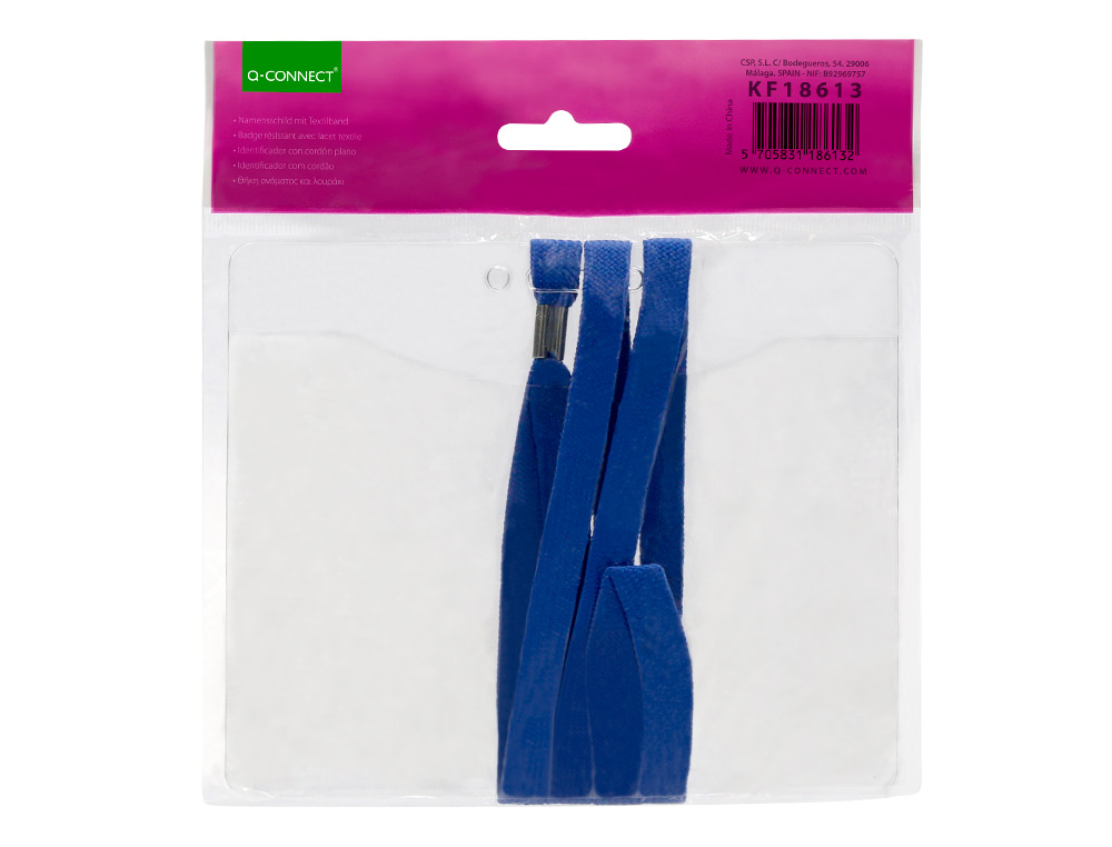 IDENTIFICADOR Q-CONNECT COM CORDAO PLANO AZUL A6 154X127 MM ABERTURA SUPERIOR