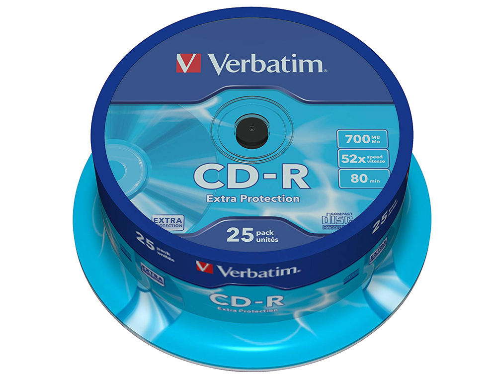 CD-R VERBATIM CAPACIDADE 700MB VELOCIDADE 52X 80 MIN TORRE DE 25 UNIDADES