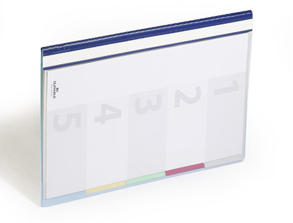 BOLSA DOSSIER DURABLE PLASTICODIN A4 COM 5 BANDAS DE CORES EINDICE LOMBADA COR AZUL PACK DE 5 UNIDADES
