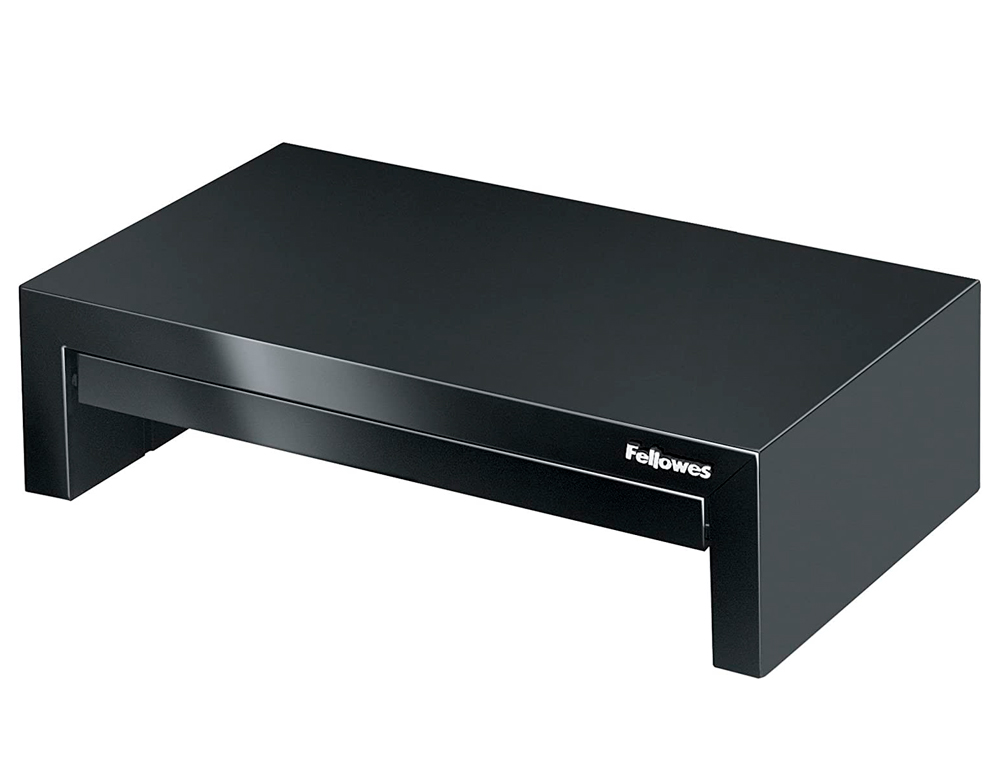 SUPORTE FELLOWES PARA MONITOR DESIGNER SUITES AJUSTAVEL 3 ALTURAS COM BANDEJA PRETO 406X111X244 MM ATE 18 KG