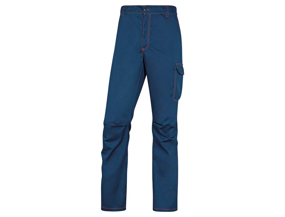CALCAS DE TRABALHO DELTAPLUS CINTURA ELASTICA 5 ESTOJOS COR AZUL MARINHO / LARANJA TAMANHO XL