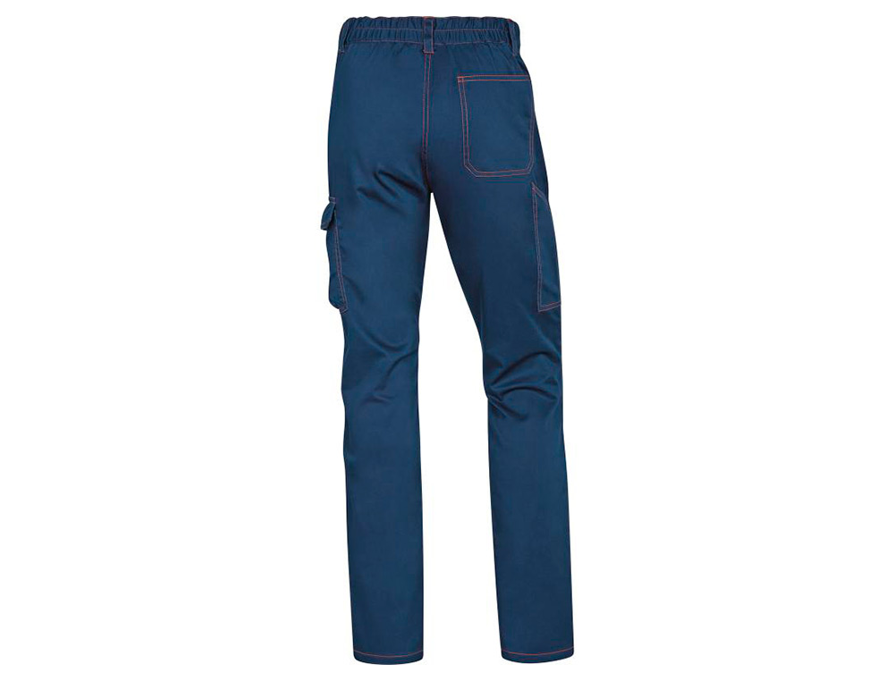 CALCAS DE TRABALHO DELTAPLUS CINTURA ELASTICA 5 ESTOJOS COR AZUL MARINHO / LARANJA TAMANHO XL