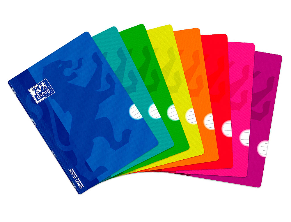 CADERNO AGRAFADO OXFORD OPENFLEX CAPA PLASTICO DIN A4 48 FOLHAS PAUTADO ASIGNATURA LINGUA CORES SORTIDAS