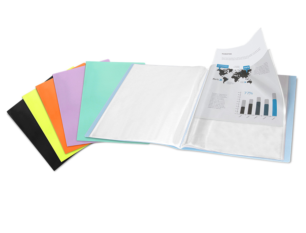 CAPA CATALOGO LIDERPAPEL 80 BOLSAS POLIPROPILENO DIN A4 LAVANDA OPACO
