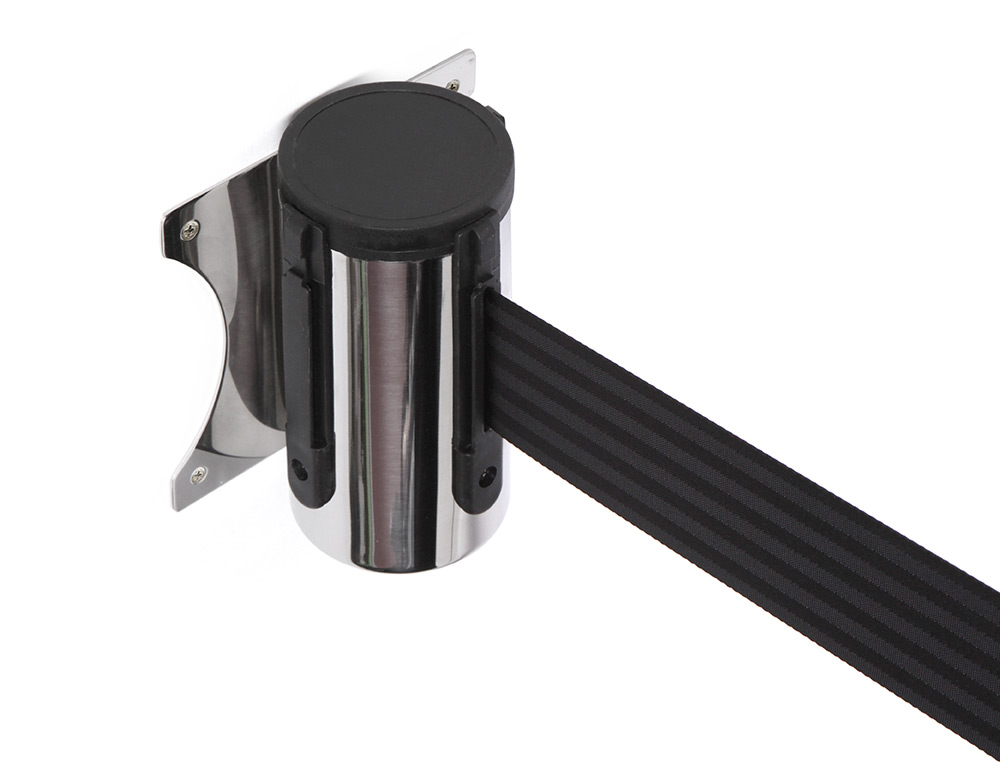 FITA EXTENSIVEL DE PAREDE SEPARADORA RETRATIL DE 3 MT CLIPS EM AMBOS LADOS E CLIP DERECEO COR PRETO