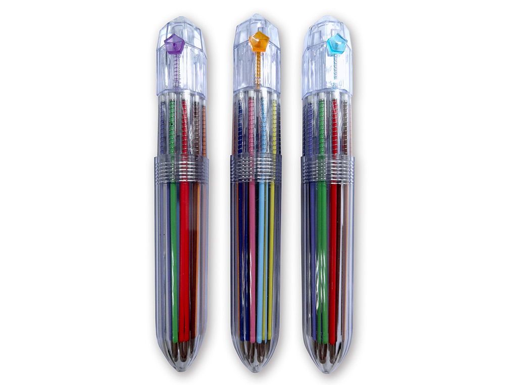 ESFEROGRAFICA LIDERPAPEL 10 EM 1 CORPO TRANSPARENTE 10 CORES 1 MM RETRATIL