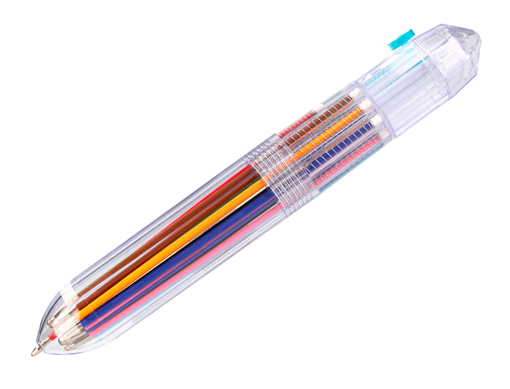 ESFEROGRAFICA LIDERPAPEL 10 EM 1 CORPO TRANSPARENTE 10 CORES 1 MM RETRATIL