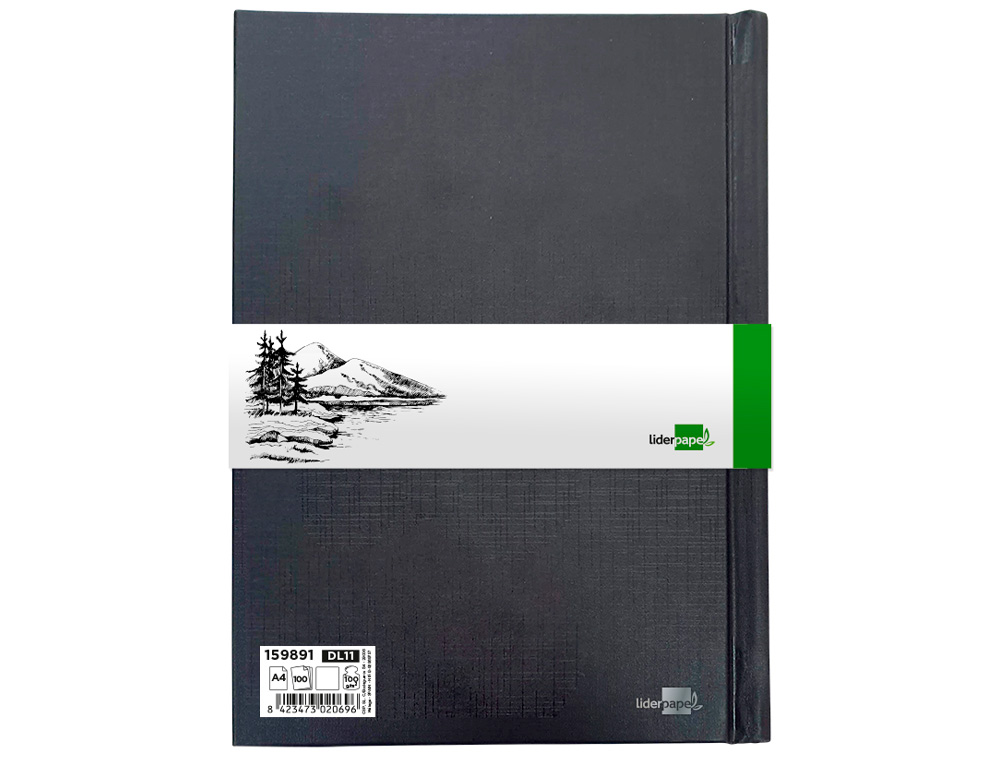 DIARIO GRAFICO ENCADERNADO LIDERPAPEL DIN A4 210X297 MM 100 FOLHAS 100 GR COR PRETA