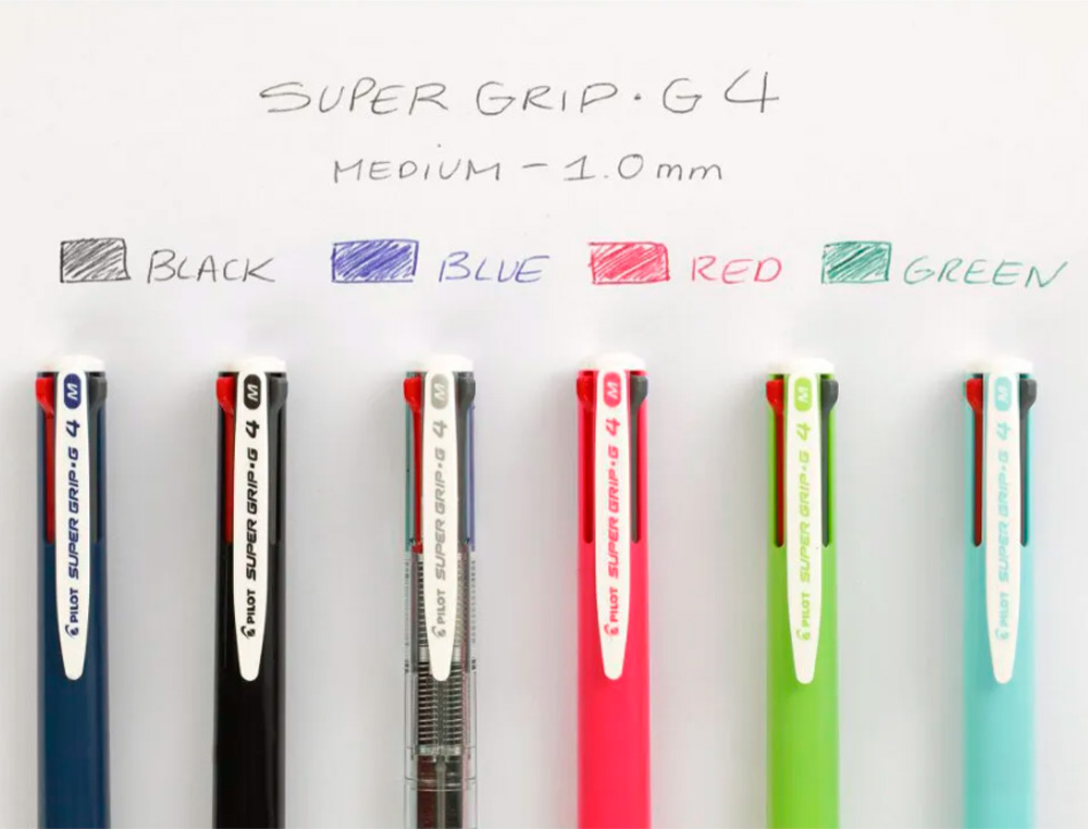 ESFEROGRAFICA PILOT SUPERGRIP G 4 CORES RETRATIL TINTA BASE DE OLEO CORPO COR PRETO