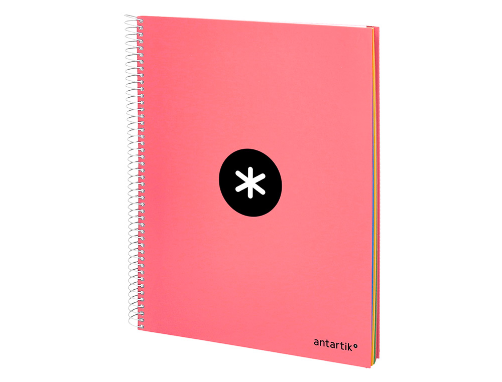 CADERNO ESPIRAL DIN A4 ANTARTIK CAPA FORRADA 120F 100 GR PAUTADO 5 BANDAS 4 FUROS COR CORAL