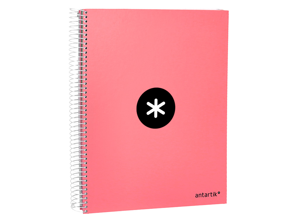 CADERNO ESPIRAL DIN A4 ANTARTIK CAPA FORRADA 120F 100 GR PAUTADO 5 BANDAS 4 FUROS COR CORAL