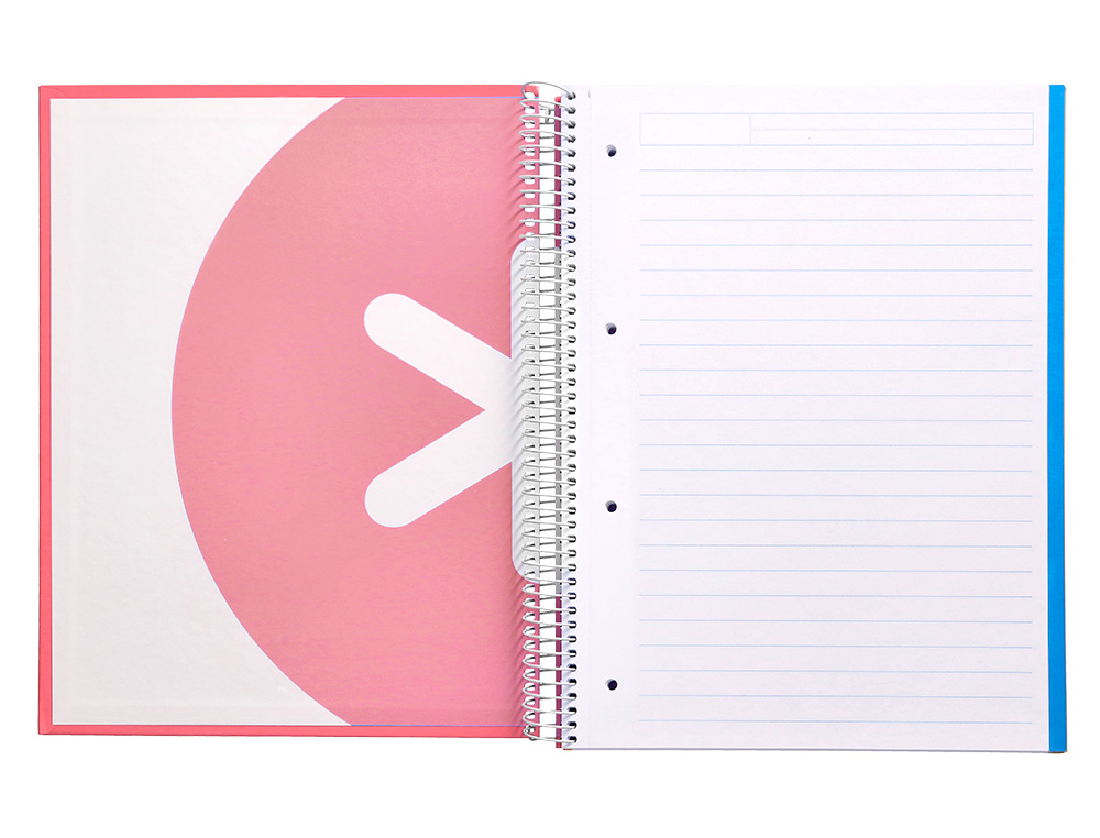 CADERNO ESPIRAL DIN A4 ANTARTIK CAPA FORRADA 120F 100 GR PAUTADO 5 BANDAS 4 FUROS COR CORAL