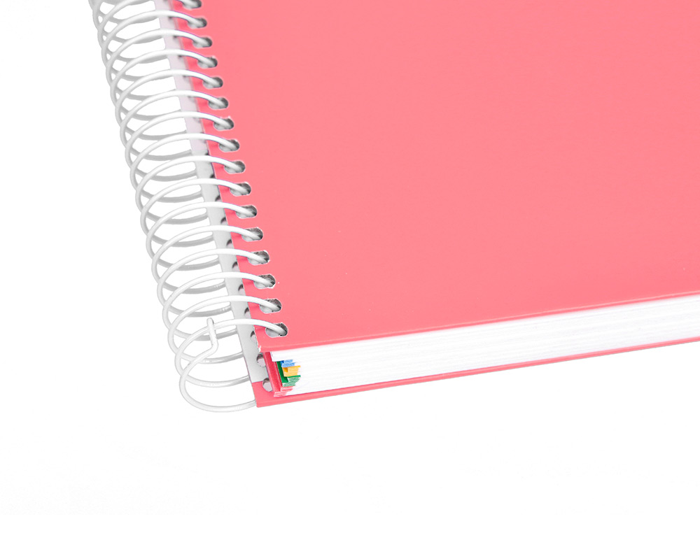 CADERNO ESPIRAL DIN A4 ANTARTIK CAPA FORRADA 120F 100 GR PAUTADO 5 BANDAS 4 FUROS COR CORAL