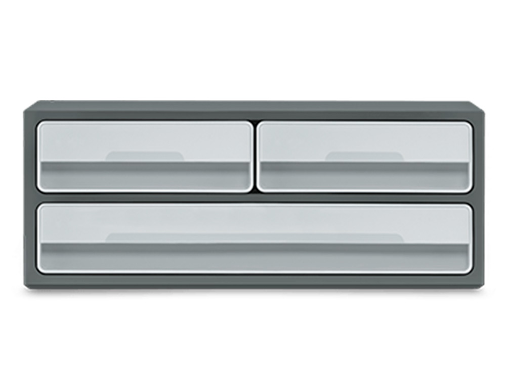 BLOCO CLASSIFICADOR DE GAVETAS CEP MOOV UP RECICLADO 80% 3 GAVETAS COR CINZA 275X369X146 MM