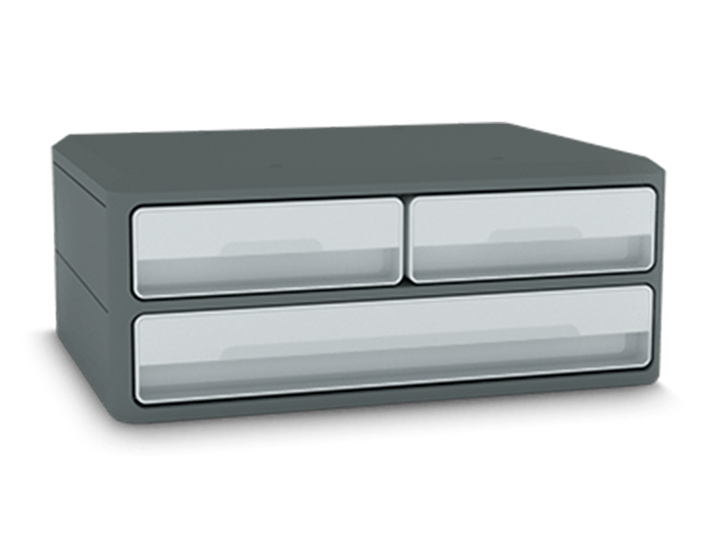 BLOCO CLASSIFICADOR DE GAVETAS CEP MOOV UP RECICLADO 80% 3 GAVETAS COR CINZA 275X369X146 MM