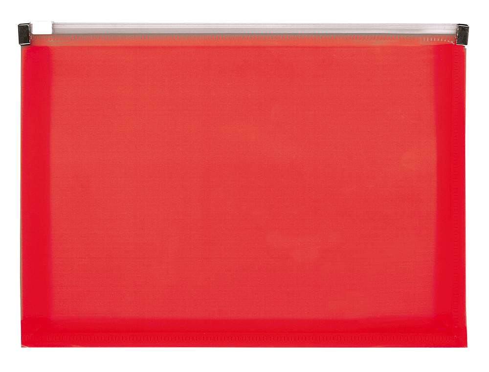 BOLSA PORTA DOCUMENTOS LIDERPAPEL A4 COM FECHO VERMELHO TRANSLUCIDO