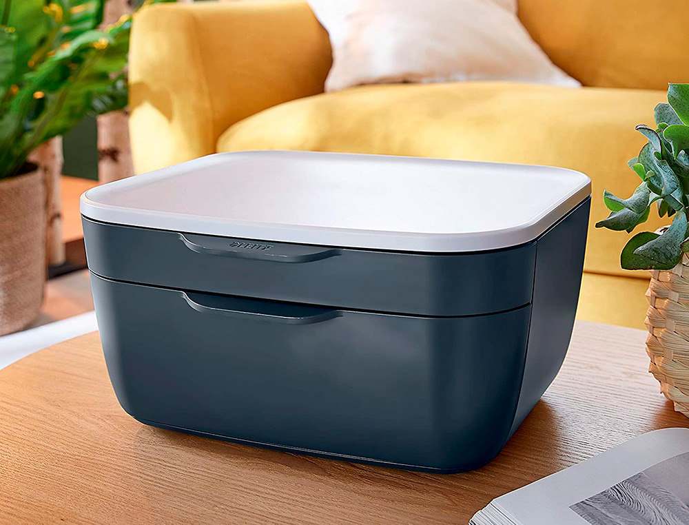 MODULO DE GAVETAS PARA SECRETARIA LEITZ COSY 2 GAVETAS COR CINZA