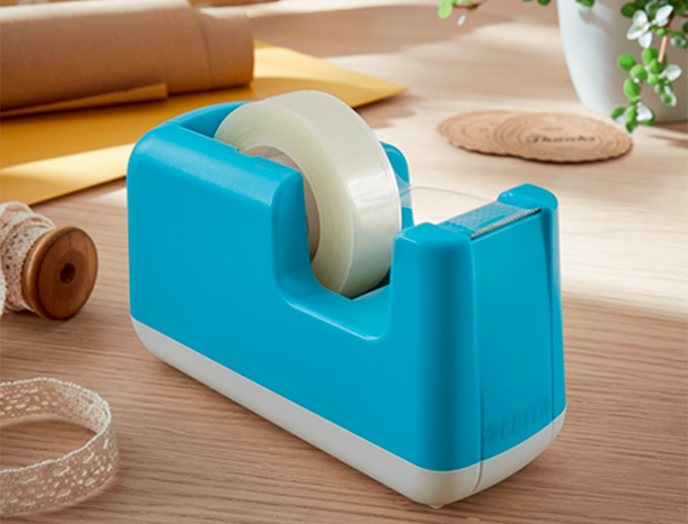 DESENROLADOR DE SECRETARIA LEITZ COSY EM PLASTICO PARA FITAS 33 MT AZUL